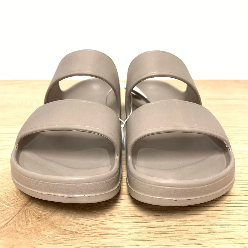 Old Navy Double-Strap EVA Slide Sandals Girls Size 3-4 Taupe Lightweight Summer